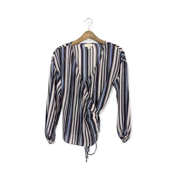 Anthropologie The Korner Multi Stripe Long Sleeve Wrap Blouse - Picture 1 of 7